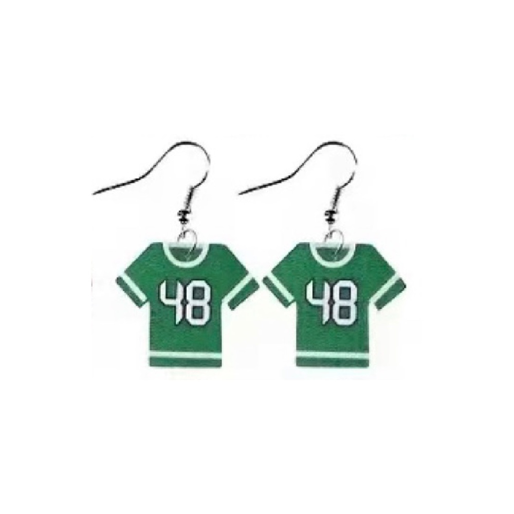 Football Rugby Jersey Shirt Faux Leather Dangle Earrings Sporty Team #4 New